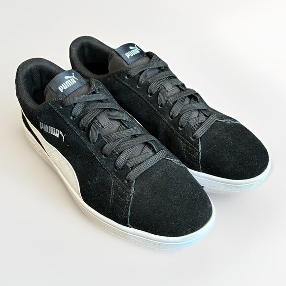 Puma Mens Puma Smash V2 Sneakers Size 12 Black White Silver 364989 01 EUC in Box - Picture 1 of 13